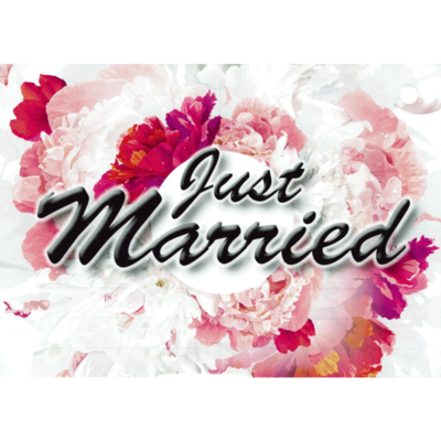 Ballonkarte Just Married Blumen