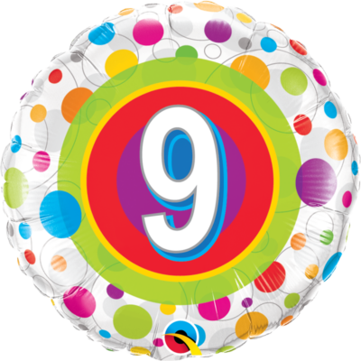 Folienballon Geburtstag 9 bunte Punkte
