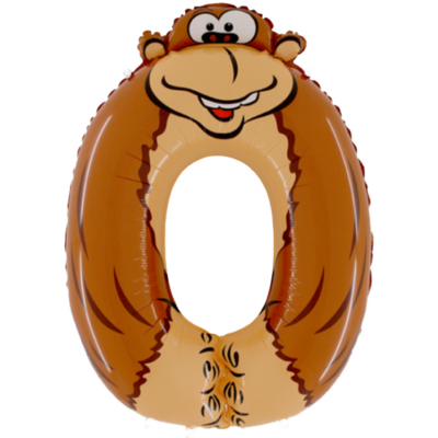 Folienballon Kinder Zahl 0 Gorilla Geburtstag