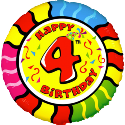 Folienballon Geburtstag Zahl 4 bunt