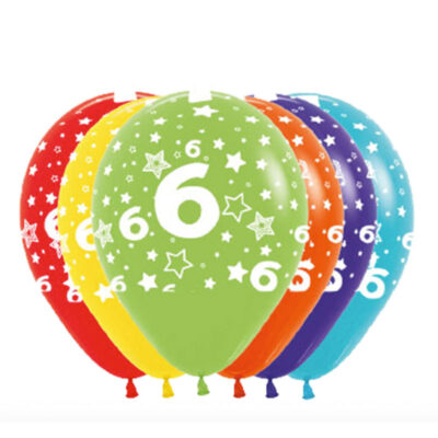 Sempertex Ballons Geburtstag Zahl 6 Sterne Party Pack 30 cm