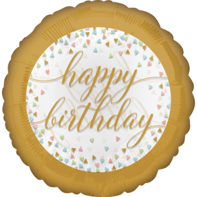 Folienballon Happy Birthday edel Gold