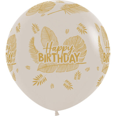 Sempertex Happy Birthday Rundballon Tropische Blätter